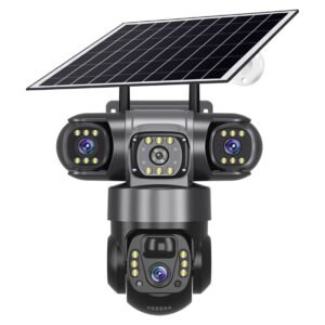 True 3 Lenses Low Power Solar Powered PTZ Security Camera 4G V380 Pro App Outdoor Solar Security Cctv Camera