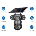 True 3 Lenses Low Power Solar Powered PTZ Security Camera 4G V380 Pro App Outdoor Solar Security Cctv Camera