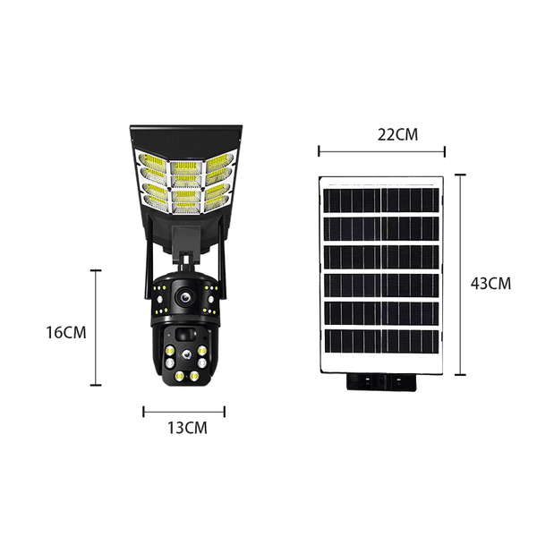 Solar Powered Street Floodlight With Dual Lens Security CCTV Camera Outdoor 4G V380 App