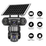 Outdoor Triple Lens 6MP 4G Solar Powered Ptz Security Camera