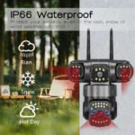 Outdoor Waterproof IP Camera Three Lenses WiFi CCTV Security PTZ Cameras 6MP HD Smart Home Surveillance Camera 4G With External Power Adapter