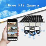 True 3 Lenses and 3 Screens Solar Powered PTZ Security Camera + Led lighting 2 in 1 Outdoor Solar Security Camera with lighting 4G V380 App