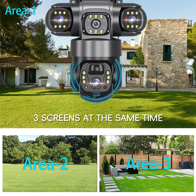 True 3 Lenses Low Power Solar Powered PTZ Security Camera 4G V380 Pro App Outdoor Solar Security Cctv Camera