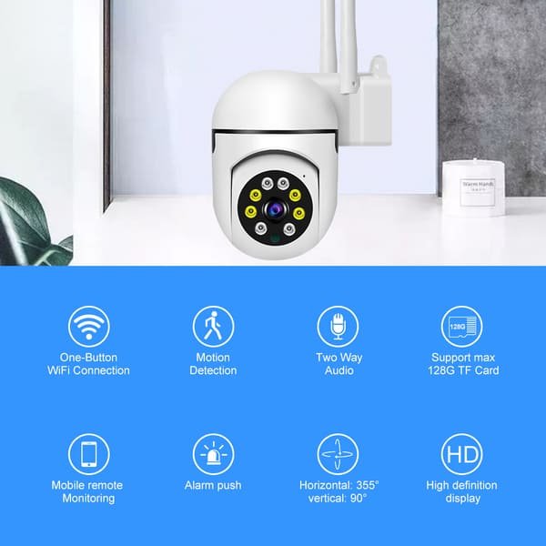 Smart Home Security Mini Dome IP CCTV Camera System Wireless WiFi Monitor 360 Degree Full Color Night Vision