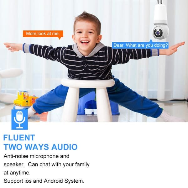 Full color Night Vision E27 socket Lamp Lighting Surveillance Camera Home Security Wireless WiFi Light Bulb PTZ Network CCTV Camera