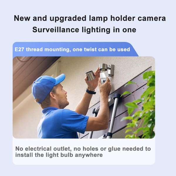 Full color Night Vision E27 socket Lamp Lighting Surveillance Camera Home Security Wireless WiFi Light Bulb PTZ Network CCTV Camera