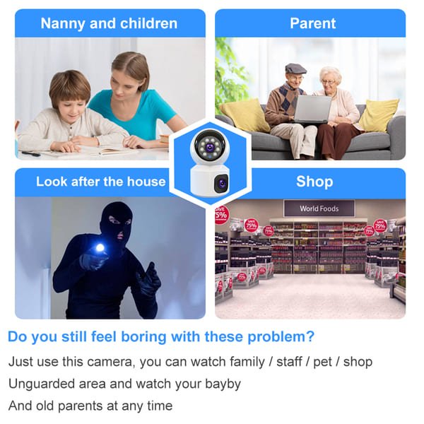 Dual Lens Indoor 4G Smart Camera 4MP Wireless WiFi Indoor Camera Security Surveillance CCTV PTZ Camera Baby Monitor