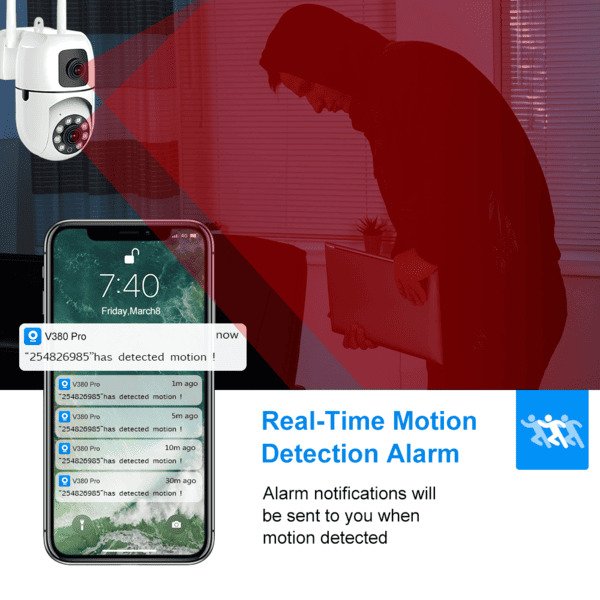 Dual lenses Home Security Mini Dome Camera Wireless WiFi Smart PTZ Camera 4MP HD