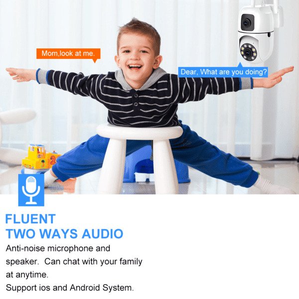 Dual lenses Home Security Mini Dome Camera Wireless WiFi Smart PTZ Camera 4MP HD