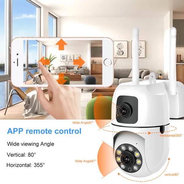 Dual lenses Home Security Mini Dome Camera Wireless WiFi Smart PTZ Camera 4MP HD