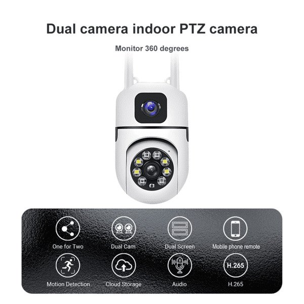 Dual lenses Home Security Mini Dome Camera Wireless WiFi Smart PTZ Camera 4MP HD