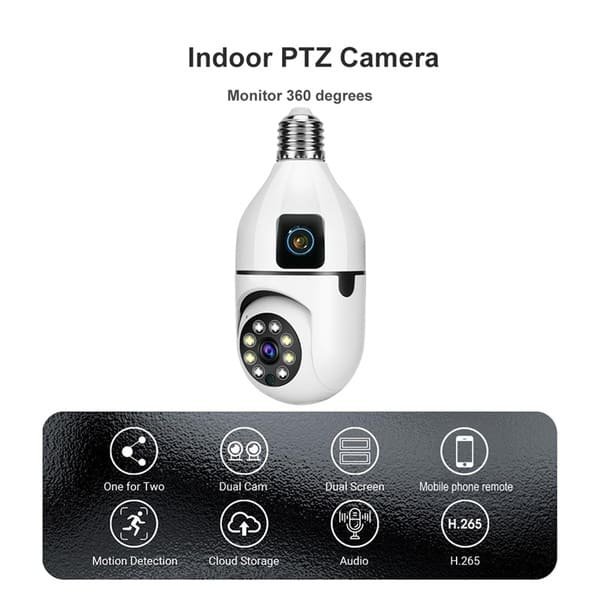 Dual lens light bulb ptz cameras V380 App 4MP E27 Smart Light Bulb Camera