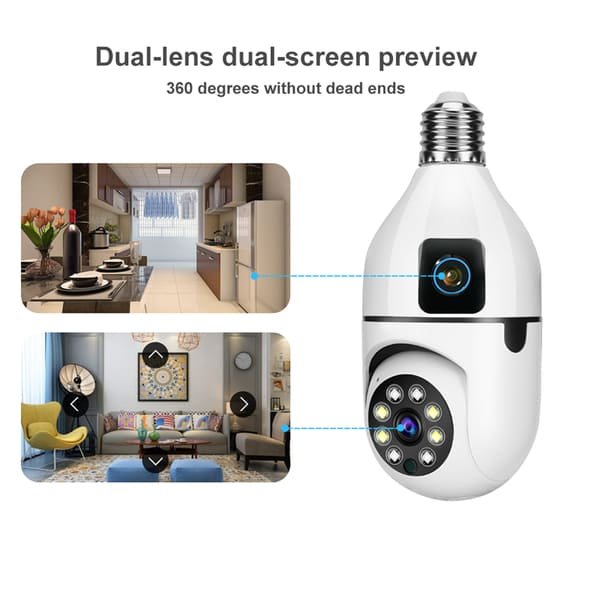 Dual lens light bulb ptz cameras V380 App 4MP E27 Smart Light Bulb Camera