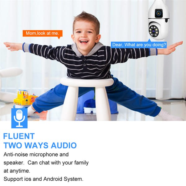 Dual lens light bulb ptz cameras V380 App 4MP E27 Smart Light Bulb Camera