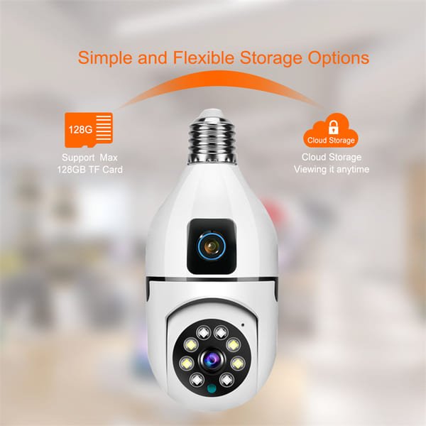 Dual lens light bulb ptz cameras V380 App 4MP E27 Smart Light Bulb Camera