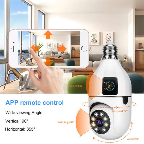 Dual lens light bulb ptz cameras V380 App 4MP E27 Smart Light Bulb Camera