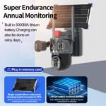 True 3 Lenses 6MP Low Power Solar Powered PTZ Security Camera 4G V380 Pro App