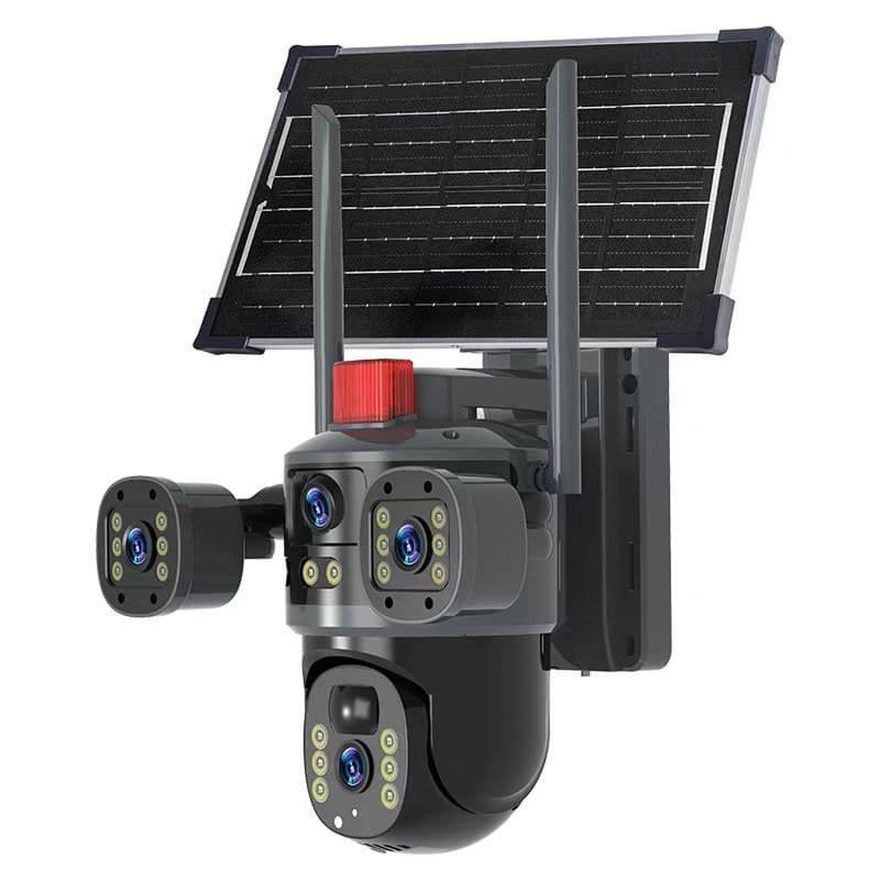 True 3 Lenses 6MP Low Power Solar Powered PTZ Security Camera 4G V380 Pro App