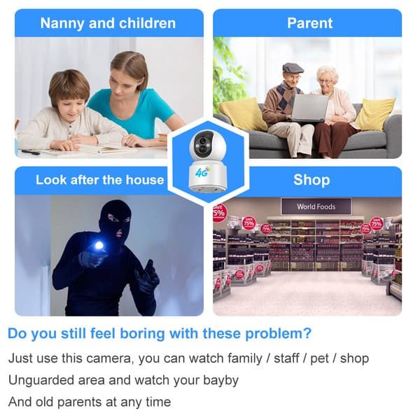 4G Smart Indoor Camera 3MP Home Security PTZ Battery Camera With Built-in 6000 MAh Battery 