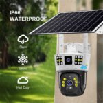 V380 Pro Dual Lens three Screens WiFi Solar Ptz Battery Camera Two-way Voice 4G Outdoor PTZ Camera With Solar panel