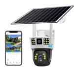V380 Pro Dual Lens three Screens WiFi Solar Ptz Battery Camera Two-way Voice 4G Outdoor PTZ Camera With Solar panel