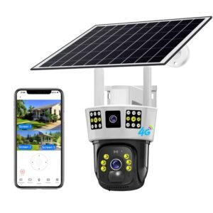 V380 Pro Dual Lens three Screens WiFi Solar Ptz Battery Camera Two-way Voice 4G Outdoor PTZ Camera With Solar panel