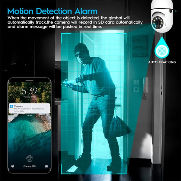 1080P E27 indoor Single len WiFi Light Bulb PTZ Camera V380 App