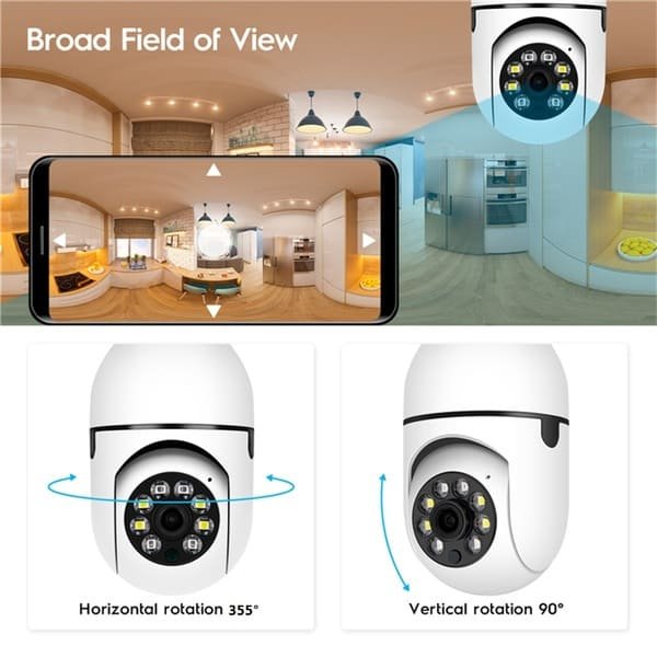 1080P E27 indoor Single len WiFi Light Bulb PTZ Camera V380 App