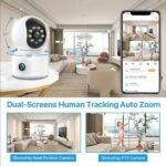 Smart Home Indoor Wireless 2.4G WiFi PTZ CCTV Security Camera 4MP Double Lens WiFi Network Camera