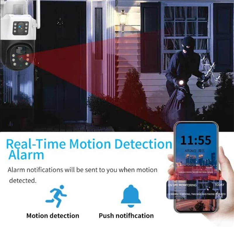 Dual Lens Solar Powered PTZ Cameras 4MP 4G V380 App Outdoor WiFi Solar CCTV Security Camera