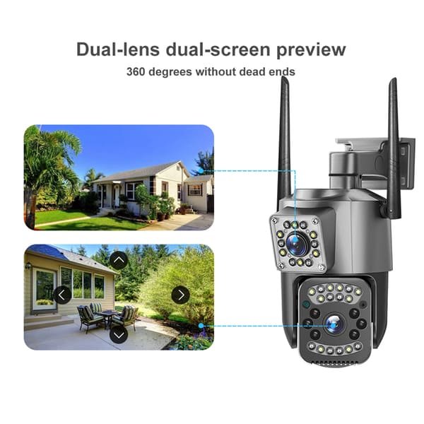 Dual Lens WiFi Camera V380 Pro Outdoor Waterproof Two Way Audio Color Night Vision Human Detection Wireless 4G Network PTZ Camera