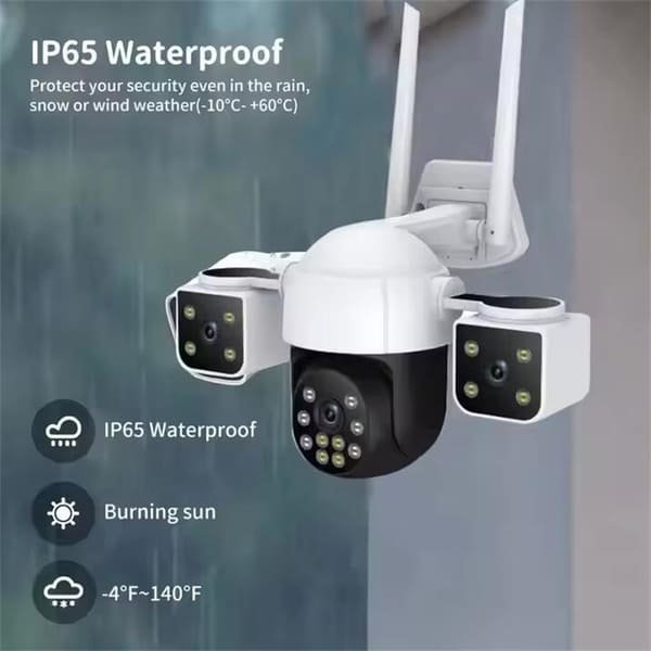6MP HD CCTV Camera 4G Triple lens Video Surveillance Outdoor Two-Way Audio Security WiFi Ip Camera