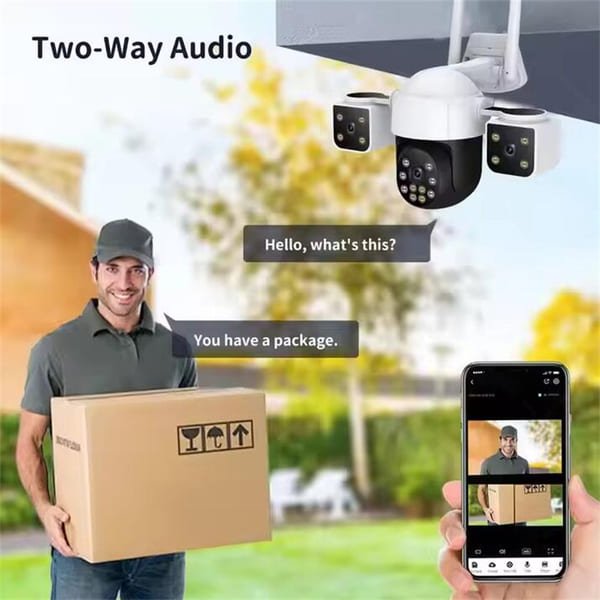 6MP HD CCTV Camera 4G Triple lens Video Surveillance Outdoor Two-Way Audio Security WiFi Ip Camera