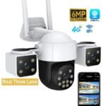6MP HD CCTV Camera 4G Triple lens Video Surveillance Outdoor Two-Way Audio Security WiFi Ip Camera