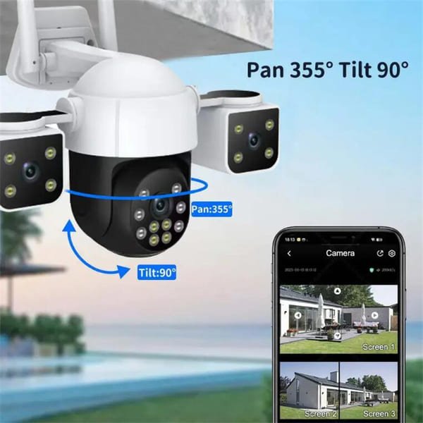 6MP HD CCTV Camera 4G Triple lens Video Surveillance Outdoor Two-Way Audio Security WiFi Ip Camera