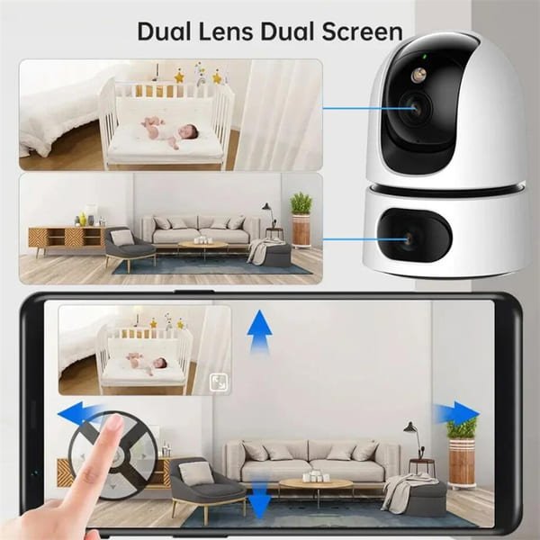 Indoor Dual Lens Smart Home Wireless WiFi PTZ Camera V380 Pan Tilt Two Way Audio HD 4MP Home Security Camera