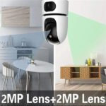 Indoor Dual Lens Smart Home Wireless WiFi PTZ Camera V380 Pan Tilt Two Way Audio HD 4MP Home Security Camera