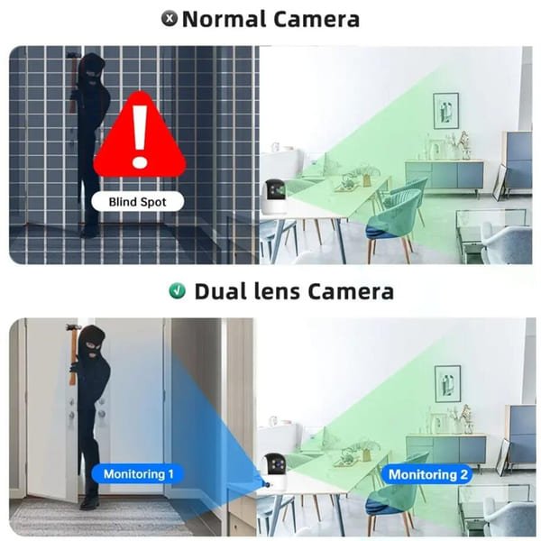 Indoor Dual Lens Smart Home Wireless WiFi PTZ Camera V380 Pan Tilt Two Way Audio HD 4MP Home Security Camera