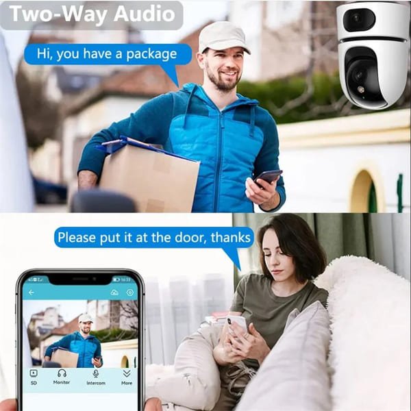 Indoor Dual Lens Smart Home Wireless WiFi PTZ Camera V380 Pan Tilt Two Way Audio HD 4MP Home Security Camera