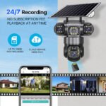 True 3 Lenses Low Power Solar Powered PTZ Security Camera 4G V380 Pro App Outdoor Solar Security Cctv Camera