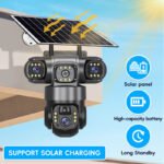 True 3 Lenses Low Power Solar Powered PTZ Security Camera 4G V380 Pro App Outdoor Solar Security Cctv Camera