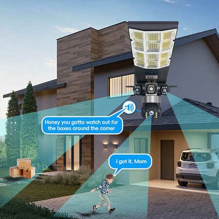 V380Pro 3-Lens 6MP Solar Powered PTZ Security Camera With Outdoor Street Light CCTV Camera 4G Sim Card  