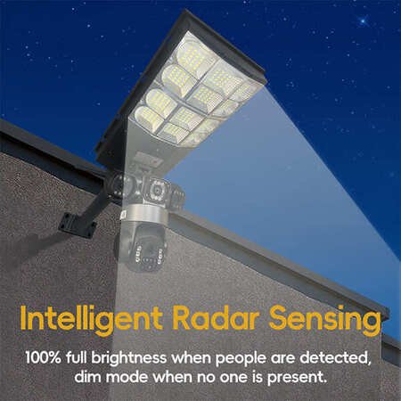 V380Pro 3-Lens 6MP Solar Powered PTZ Security Camera With Outdoor Street Light CCTV Camera 4G Sim Card  