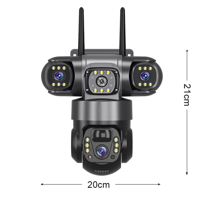 True 3 Lenses Low Power Solar Powered PTZ Security Camera 4G V380 Pro App Outdoor Solar Security Cctv Camera