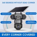 True 3 Lenses Low Power Solar Powered PTZ Security Camera 4G V380 Pro App Outdoor Solar Security Cctv Camera