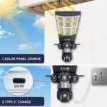 V380Pro 3-Lens 6MP Solar Powered PTZ Security Camera With Outdoor Street Light CCTV Camera 4G Sim Card  